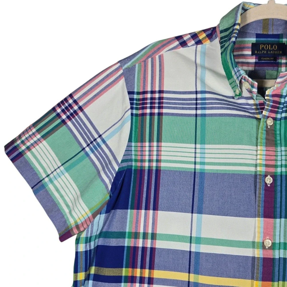 Polo Ralph Lauren Button Down Shirt Mens XL Multi Color Plaid Classic Fit Cotton